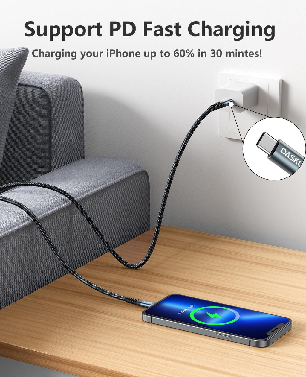 iPhone Cord Fast Charging [MFi Certified] Long Lightning Cable 10FT, 3 Pack