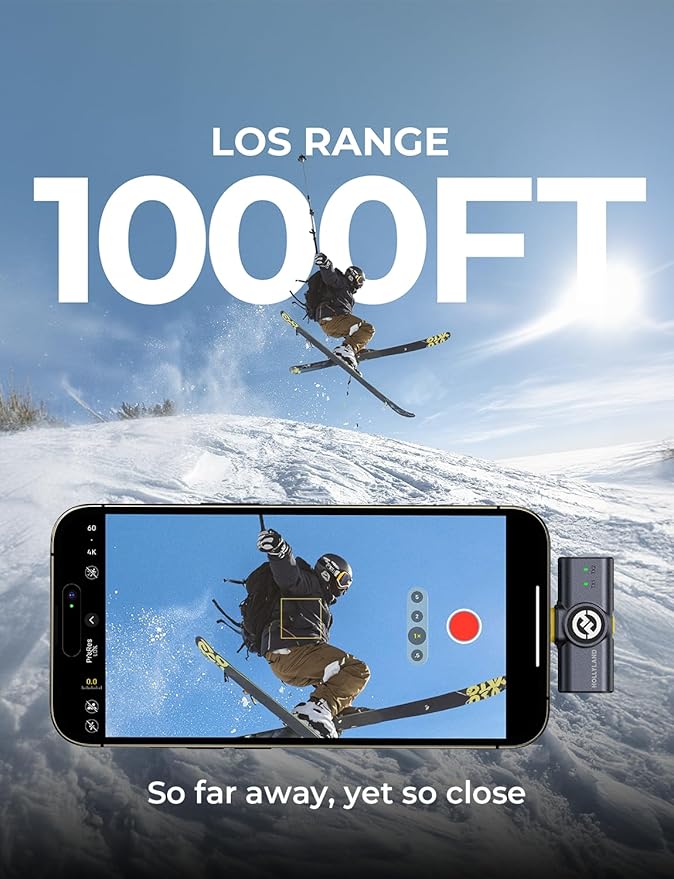 Hollyland Lark M2 Wireless Lavalier Microphone for iPhone 14/13/12, Lightning Mini Lapel Microphone Wireless, Hi-Fi Audio, 1000ft Range, Noise Cancellation, 30H Battery for Video Recording, Streaming