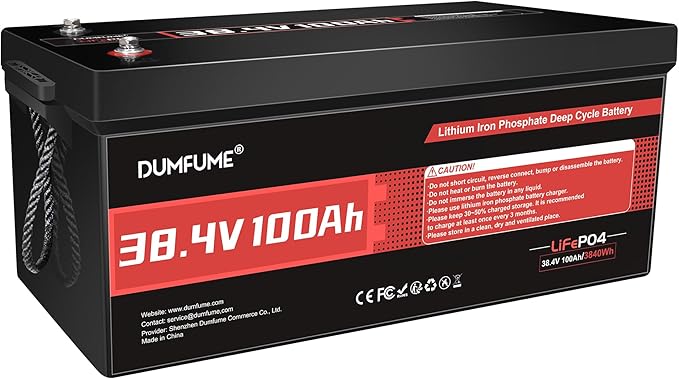 38.4V(36V) 100Ah LiFePO4 Lithium Golf Cart Battery,Built-in 200A BMS & 15000 Cycles,5kW Motor Support,High Energy Density,Maintenance-Free for Golf Carts/Utility Vehicles/RV Backup Power