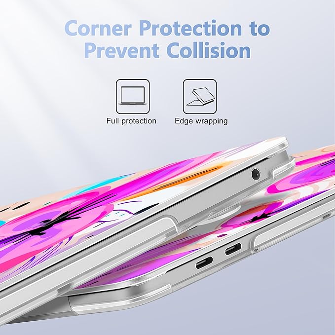 Case for MacBook Pro 13 inch with/Without Touch Bar (2016-2022, M2 A2338 M1 A2289 A2251 A2159 A1989 A1706 A1708), Hard Shell + Keyboard Cover + Dust Plug, Trendy Floral