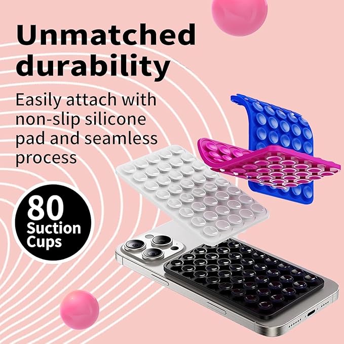 Silicone Suction Cup Phone Mount by Octo Buddy - Double Sided Phone Sticky Grip with Enhanced Suction Power for Hands-Free Selfies & Videos，Phone Accessories Hands-Free Strong Grip（Black）