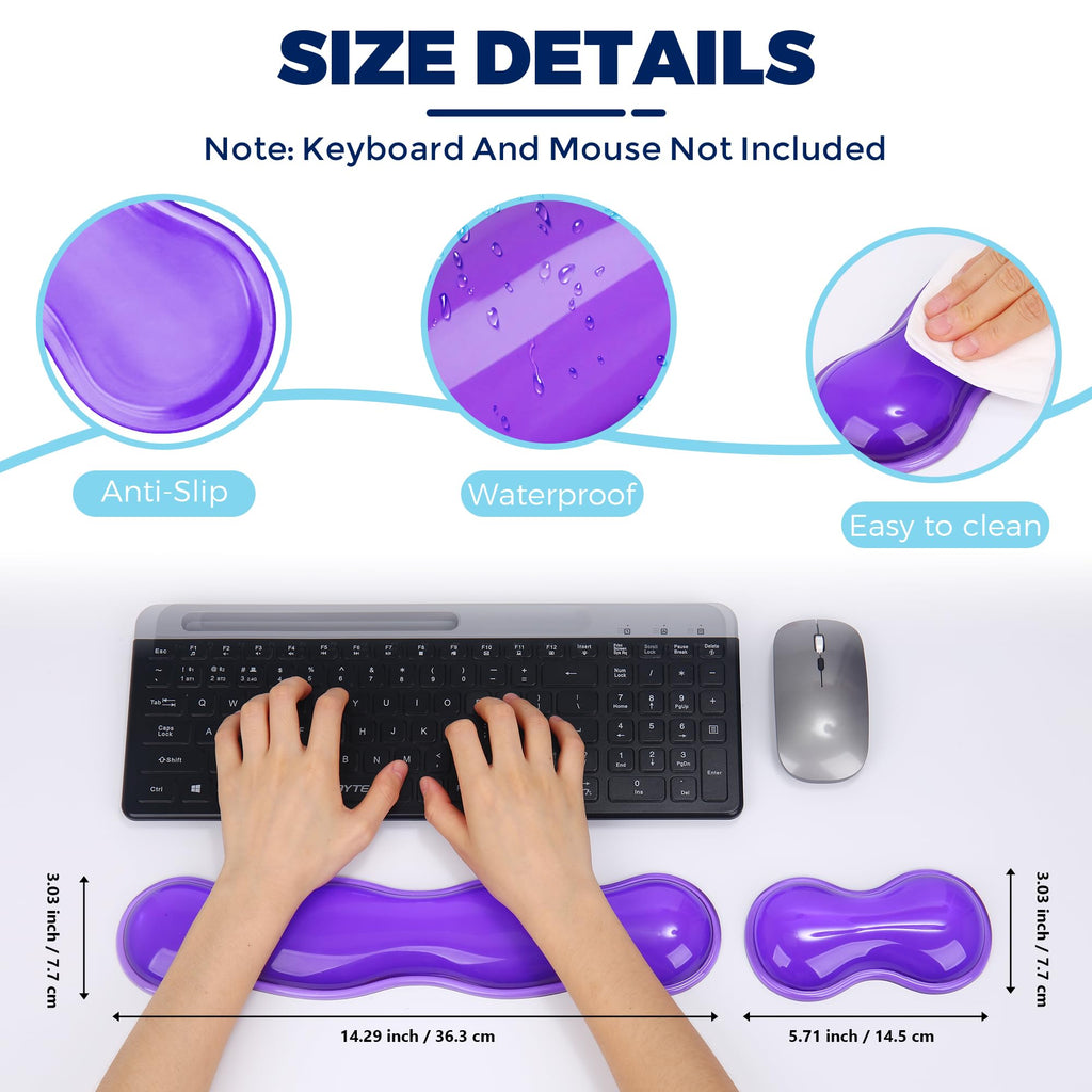 ABRONDA Gel Wrist Rest for Keyboard and Mouse, Wrist Rest for Keyboard, Mouse Wrist Support, Pain Relief, Cool Touch, Non-Skid, Keyboard and Mouse Wrist pad Set