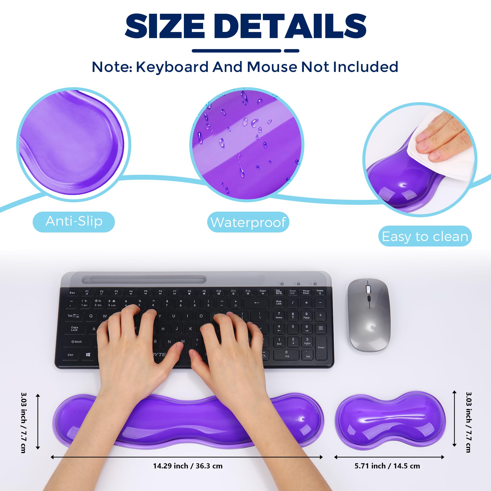 ABRONDA Gel Wrist Rest for Keyboard and Mouse, Wrist Rest for Keyboard, Mouse Wrist Support, Pain Relief, Cool Touch, Non-Skid, Keyboard and Mouse Wrist pad Set