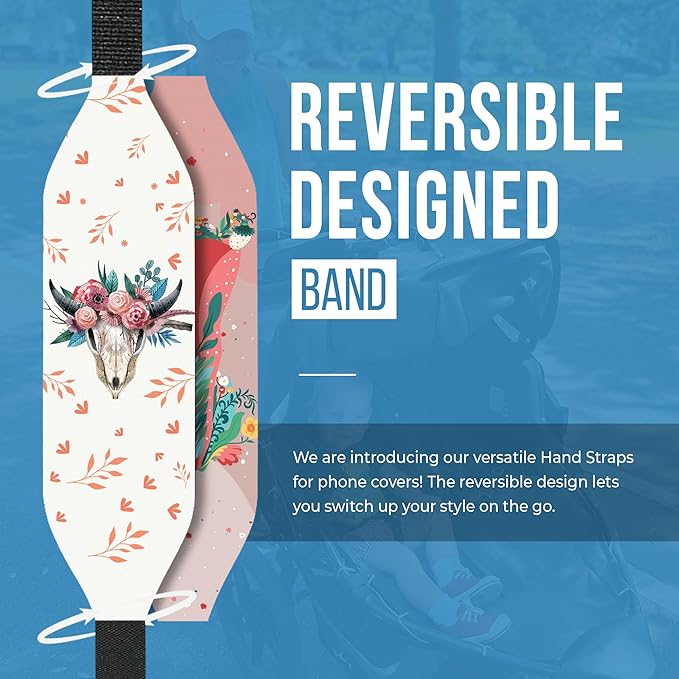 Phone Grip Strap - Reversible Finger Holder for Phone Back, Customizable Anti-Slip Design, Wireless Charging Compatible Detachable Holder for iPhone - Boho Bouquet