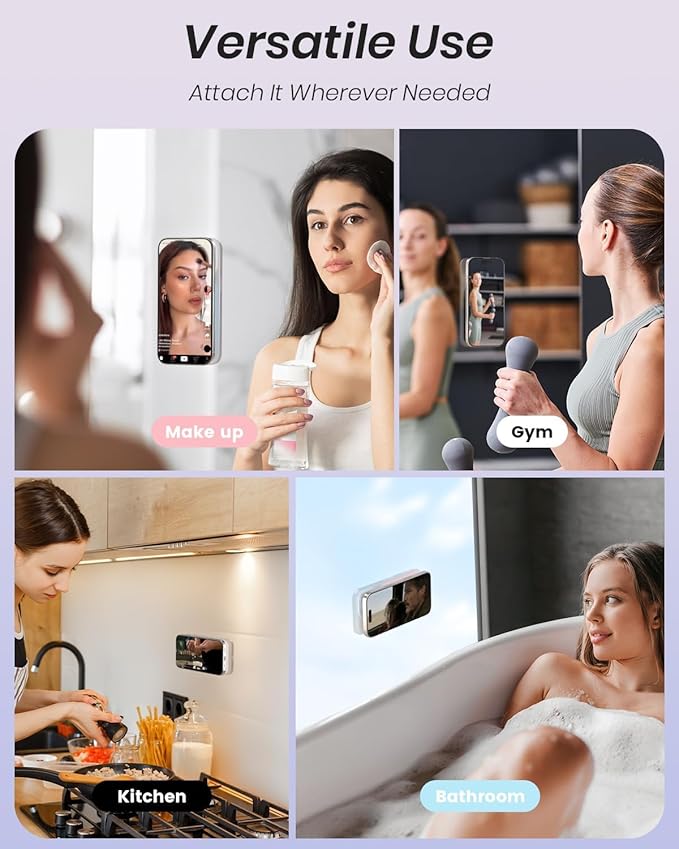 Klearlook 4PCS Magnetic Suction Phone Mount for MagSafe Case, Sticky Phone Grip Holder for iPhone, Removable Hands-Free Selfie/Video for TikTok Influencers, (Clear & Light Pink & Light Blue & Black)