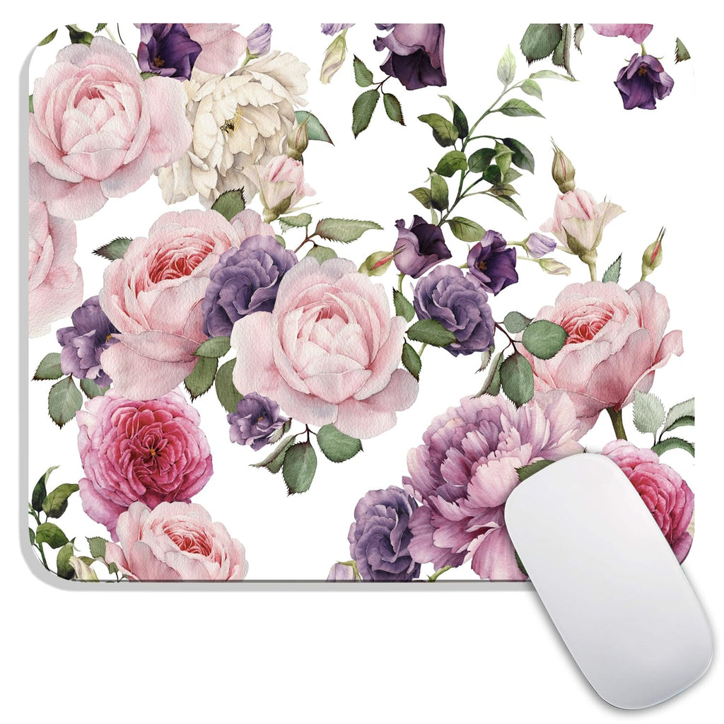 Armanza Square Mouse Pad Floral Roses,Personalized Premium-Textured Custom Mouse Mat Design,Washable Mousepad Cloth,Non-Slip Rubber Base Computer Mouse Pads for Wireless Mouse