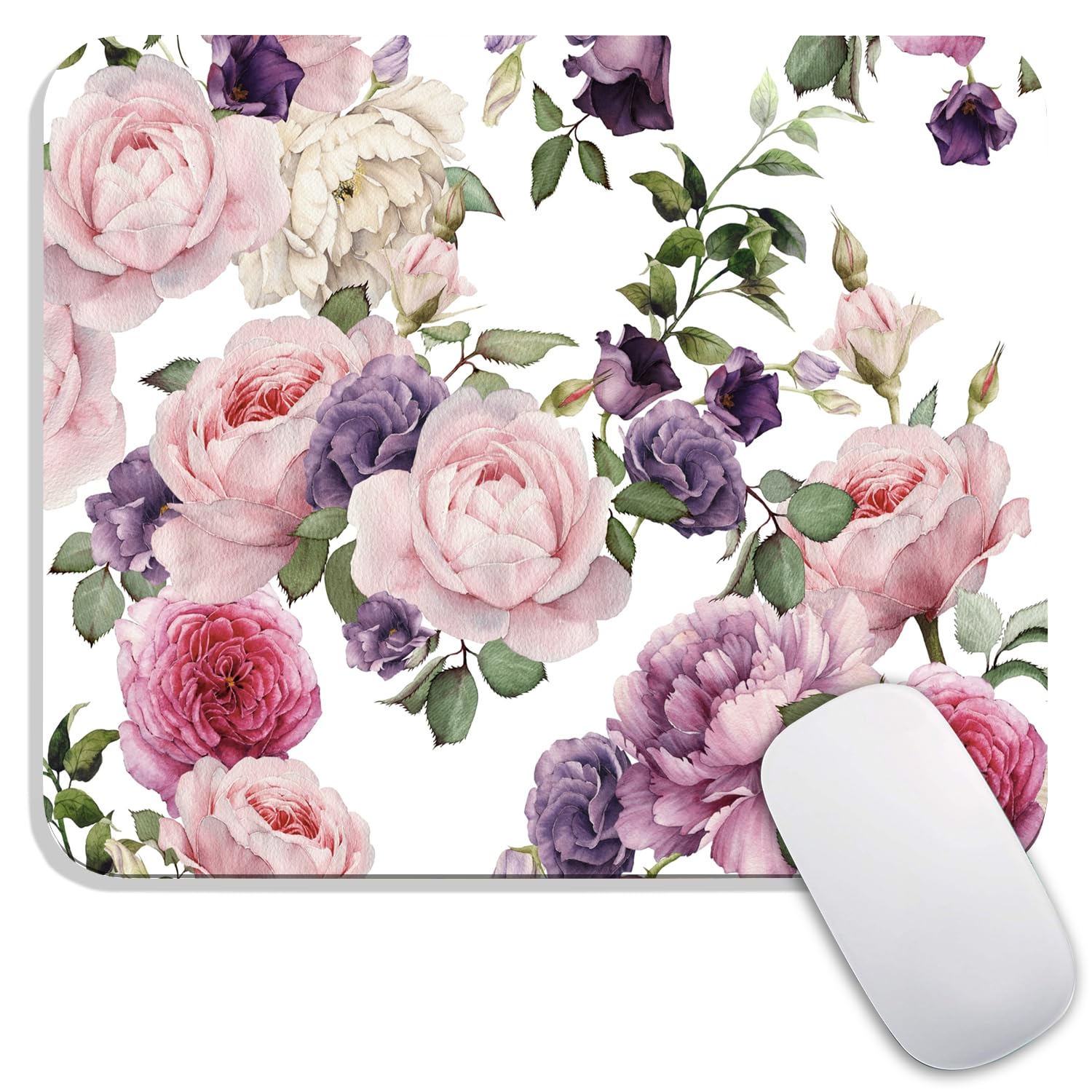 Armanza Square Mouse Pad Floral Roses,Personalized Premium-Textured Custom Mouse Mat Design,Washable Mousepad Cloth,Non-Slip Rubber Base Computer Mouse Pads for Wireless Mouse