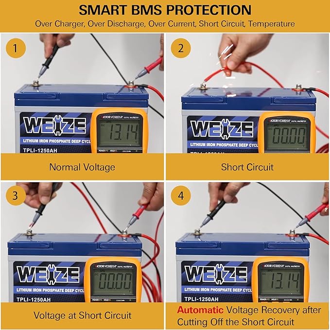 WEIZE 12V 36Ah LiFePO4 Lithium Battery, Grade A Cells Built in BMS Low Temperature Protection Deep Cycle Battery, 2000+ Life Cycles, Perfect for Marine, Kids Scooters, Power Wheels (2 Packs)