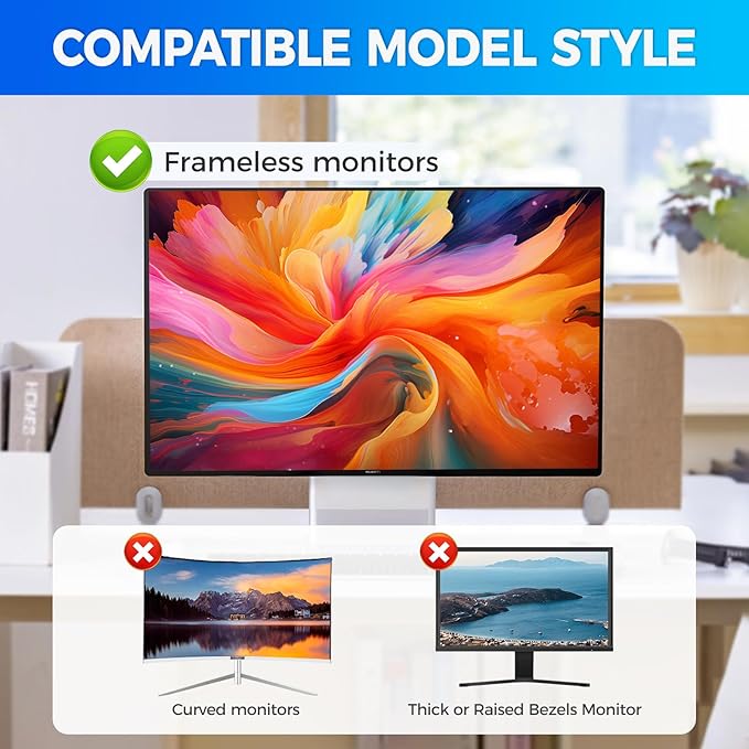 2 Pack Hidden Design Magnetic Computer Privacy Screen Filter 27 inch for Frameless Monitor 16:9 Widescreen, Removable Anti Blue Light Privacy Shield, Anti-Glare Protector