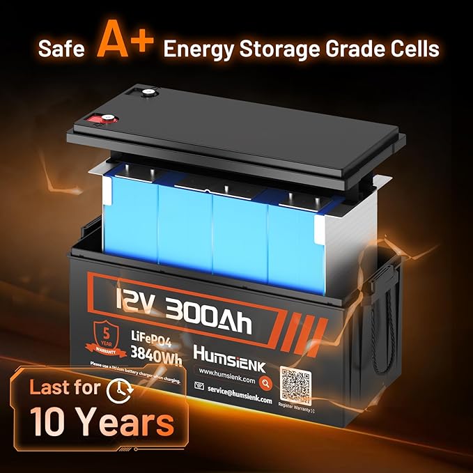 Bluetooth 12V 300Ah Battery LiFePO4 Lithium Built-in 100A BMS, 15000 Deep Cycles Battery 3840Wh with Low-Temp Protection for RV Marine Trolling Motor Home Energy Storage Off-Grid Living