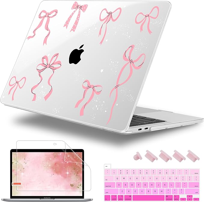 Case for MacBook Pro 13 inch with/Without Touch Bar (2016-2022, M2 A2338 M1 A2289 A2251 A2159 A1989 A1706 A1708), Hard Shell + Keyboard Cover + Dust Plug, Star Bow