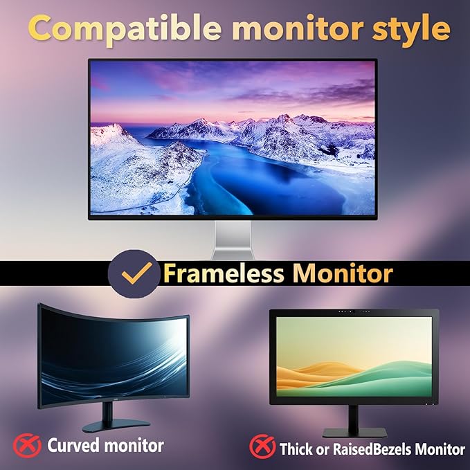 Magnetic Invisible Hidden Design Computer Privacy Screen Filter 24 Inch for Frameless Monitor 16:9 Aspect Ratio, Removable Anti Glare Blue Light Protector, Double Sided Reversible Eye Care 24in Film