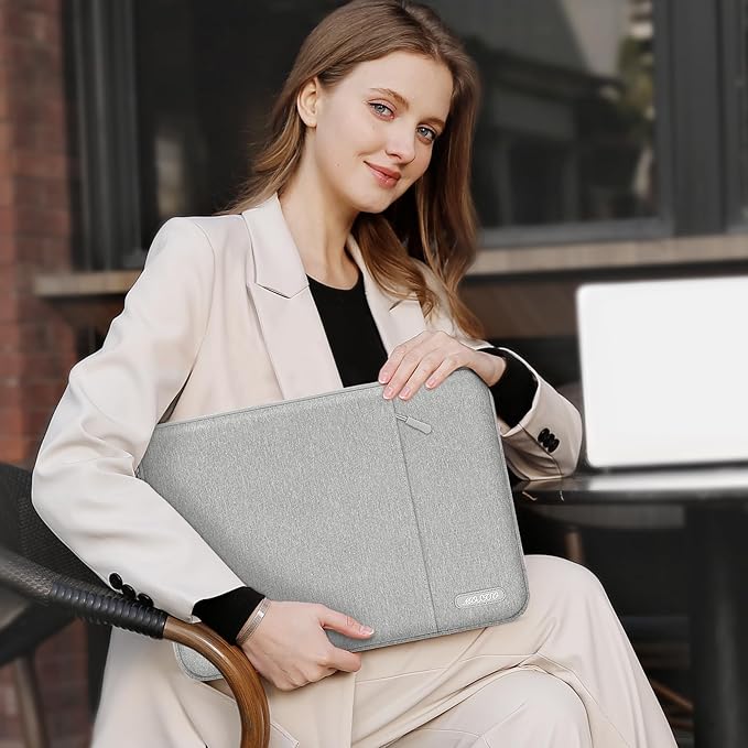 MOSISO Laptop Case 16 inch, 15-15.6 inch Laptop Sleeve Compatible with MacBook Pro 16 M4 M3 M2 M1, HP Acer Dell Lenovo ASUS Notebook, Polyester Vertical Computer Sleeve Bag with Pocket, Gray