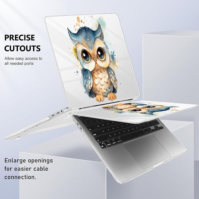 for MacBook Pro 16 inch Case 2019 2020 Release Model A2141, Plastic Hard Shell Cover with Keyboard Cover for MacBook Pro 16 inch with Touch Bar & Touch ID - Cute owl