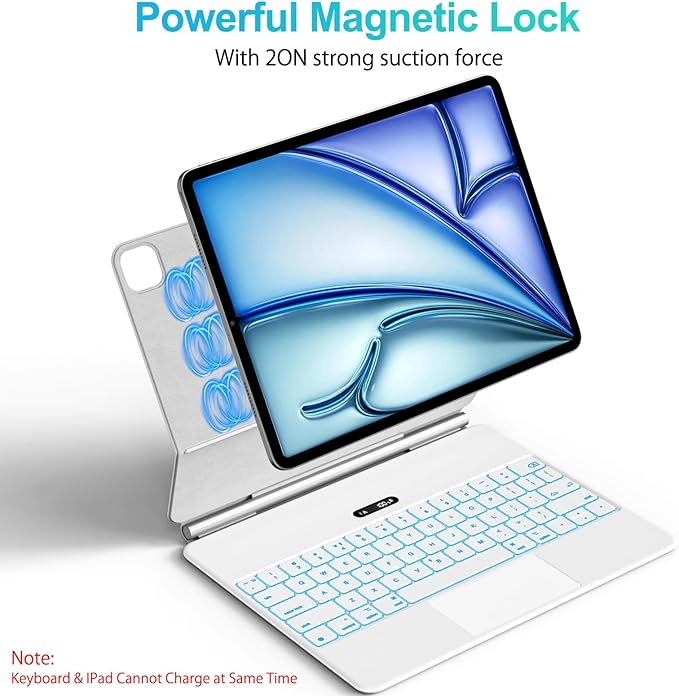 Keyboard Case for iPad Air 11" (M3 2025 / M2 2024) & iPad Pro 11"(1st/2nd/3rd/4th Gen), Slim Magic Keyboard with Multi-Touch Trackpad for 10.9"iPad Air 4th/5th Gen with 7-Color Backlit,White