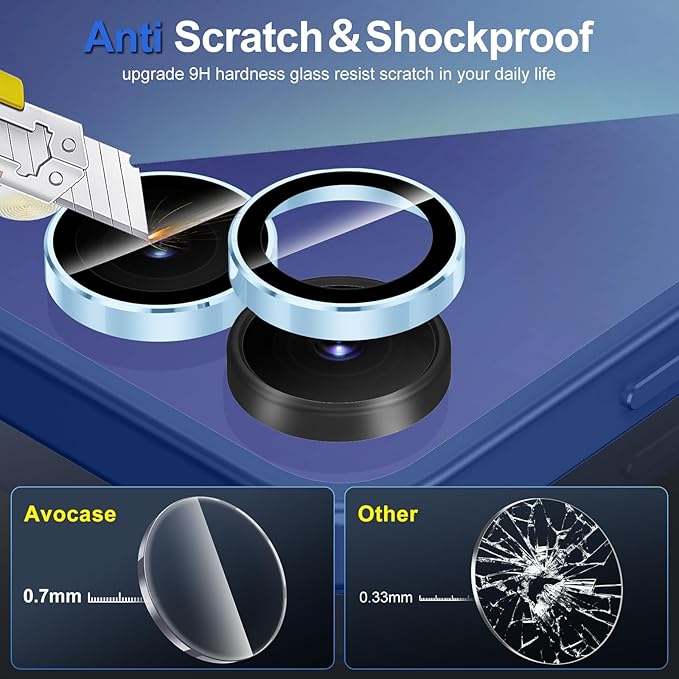 for Samsung Galaxy Z Flip 7 Camera Lens Protector, Individual Metal Ring Tempered Glass Lens Cover, [Strong Adsorption] Scratch Resistant Ultra-Thin HD Clear Lens Cover, 1 Set-Blue Ring