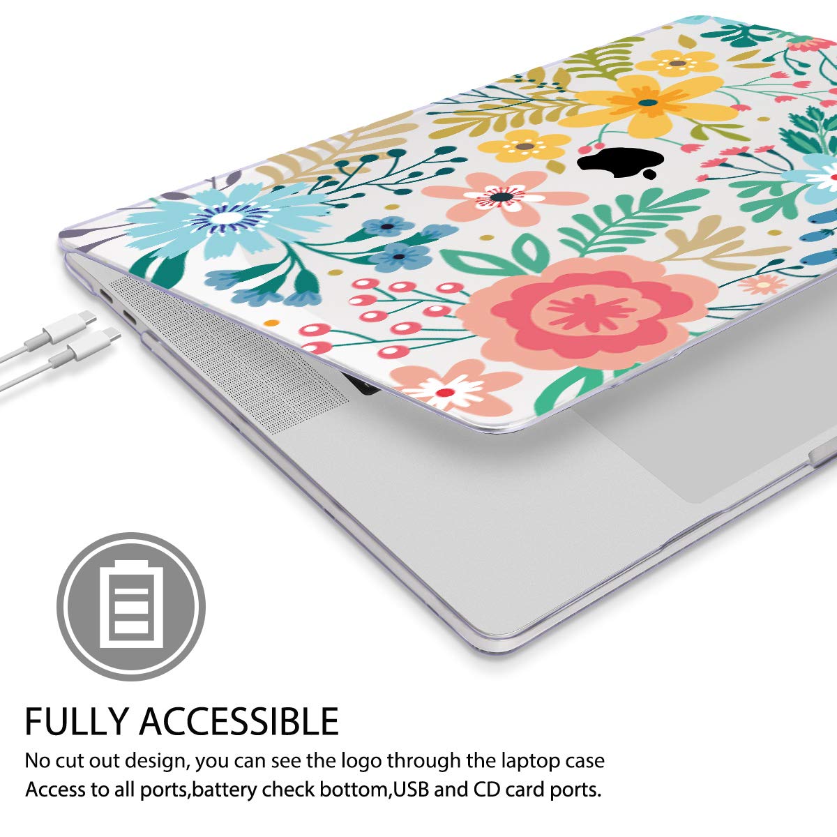 Mektron for MacBook Air 13 Case A1466/A1369 (2010-2017 Release), Snap-on Plastic Hard Shell Cover for MacBook Air 13.3 inch with Keyboard Cover,Garden Flowers