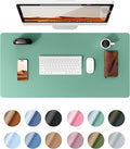 YSAGi Leather Desk Protector, Office Mat, Large Mouse Mat, Non-Slip PU Leather Blotter, Laptop Desk Pad, Waterproof Writing Pad for Office and Home (Green-Blue, 23.6" x 13.8")
