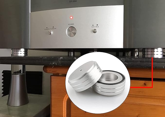 Viborg HiFi Speaker Spikes Stand Feet, 58 * 22MM, 4X Isolation Feet Pad Speaker Isolator Shock Absorber with Rubber Ring and Mounting Screws(M4*0.7) for AMP Turntable DAC Recorder