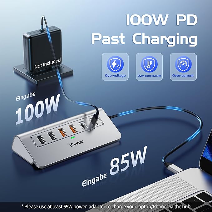 USB C Hub Ethernet, 10Gbps USB Docking Station 10-in-1 with 4K@60Hz HDMI, USB C and 2 USB A 3.2 Data, LAN, 2 USB A 2.0, PD 100W, SD/TF Ports, 3.28FT Powered USB Hub for Laptop, PC, iPhone 16/15, Mac