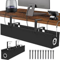 Under Desk Cable Management Tray No Drill, 30 Inch Cord Organizer with Oxford Fabric, Clamp Mount, Holds 60 lbs, Large Cable Rack for Gaming & Home Office Standing Desk