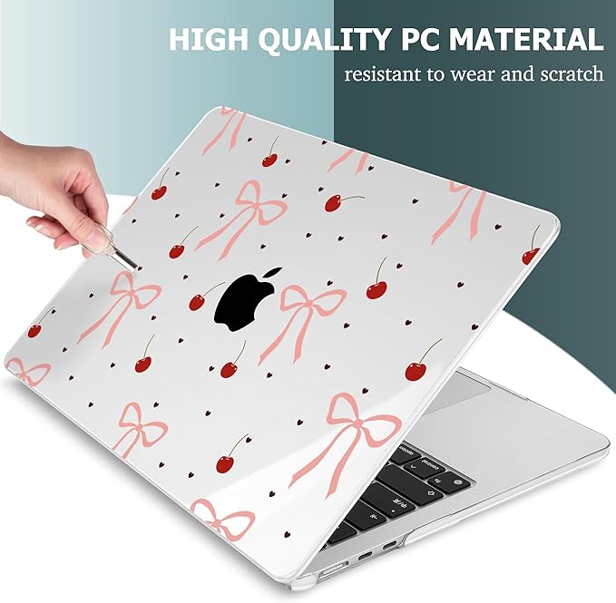 Mektron for 2025 M4 MacBook Air 13.6 Inch A3240 Case Fits 2023 A2681 M2 2024 A3113 M3 Chip with Liquid Retina Display Touch ID, Printed Plastic Hard Shell Cover for MacBook Air 13.6", Pink Bows-hearts