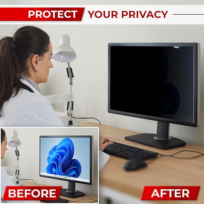 24 Inch 16:9 [2 Pack] Computer Privacy Screen Filter for Monitor - Privacy Shield and Anti-Glare Protector