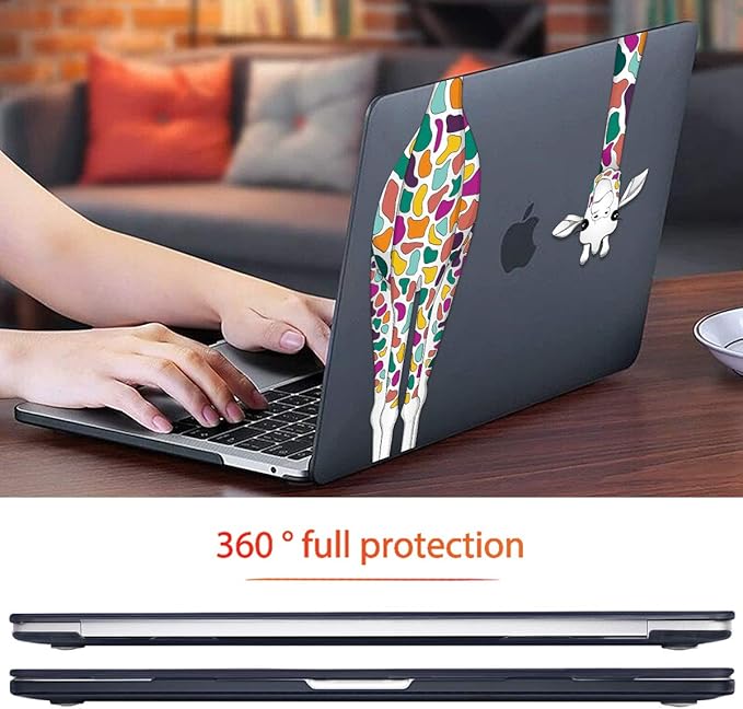 Mektron for MacBook Pro 13-inch Case 2022 2021 2020 Release A2338 M2 M1 A2289 A2251, Printed Plastic Hard Shell Cover for MacBook Pro 13.3-inch Touch Bar Fits Touch ID, Colorful Giraffe Black