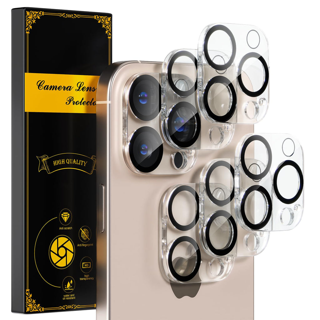 beuxece for 6 Pack iPhone 16 Pro/iPhone 16 Pro Max Camera Lens Protector [Drop Protection] [Case Friendly] [Easy Installation] 9H Tempered Glass Camera Screen Protector Cover Accessories, Clear