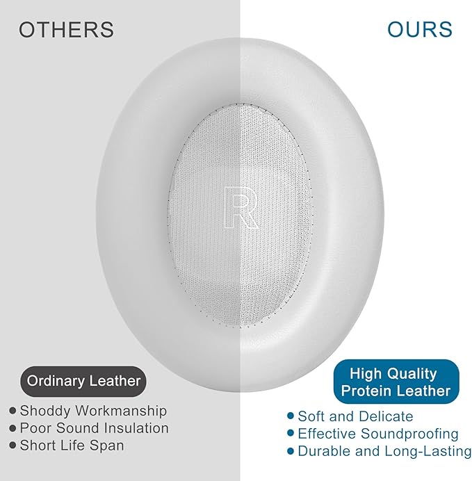 GEVO Earpads Replacement for Bose QuietComfort Ultra (QC Ultra), Ear Pads Cushions Replacement with Protein Leather and Memory Foam,White Smoke