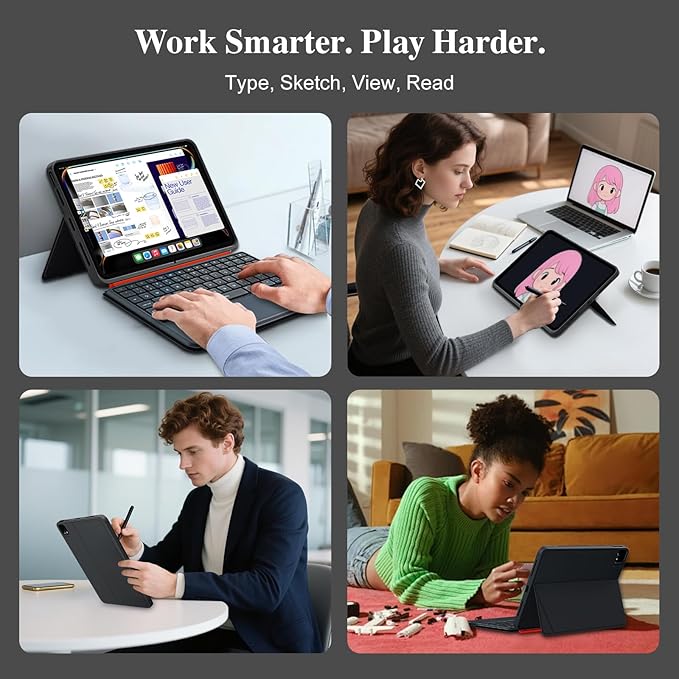 iPad Pro 11 inch Case with Keyboard (M4 2024),Flex Magnetic Detachable Magic Keyboard,Multi-Touch Trackpad,7-Color Backlit,Landscape/Portrait,160° Adjustable Stand for iPad Pro 11 (5th Gen) (Black)