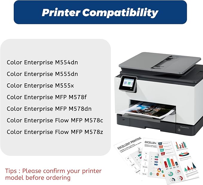 212A Yellow Toner Cartridge,Compatible Replacement for HP 212 A 212X W2122A W2120X, for HP Color Laserjet Enterprise M554 m554dn M555 M555dn Flow MFP M578 Printer, with Upgraded Chip,No Fading
