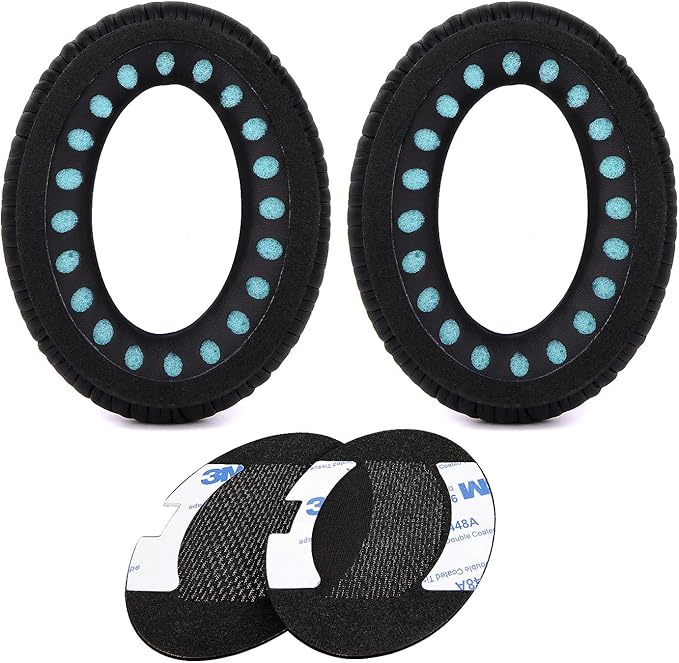 QC15 Replacement Ear Pads Kit, Ear Cushion for Bose QuietComfort 2, Quiet Comfort 15, QC 25, QuietComfort 35, Ae2, Ae2i, Ae2w, Sound True, Sound Link (Around-Ear Only) Headphones – Black