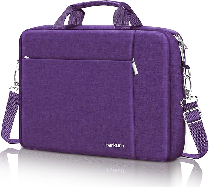 Ferkurn Laptop Bag Case for Women Men Computer Bag Compatible with HP Envy Pavilion Omen/LG Gram/MSI/Dell Inspiron XPS/Lenovo/Acer, Shoulder Strap Carrying Messenger Briefcase, Purple, 17 17.3 Inch