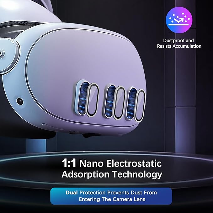 Camera Lens Protector for Oculus Meta Quest 3, Thin 9H Tempered Glass, Alloy Frame, Anti-Scratch, Case Friendly, High Definition, Silver