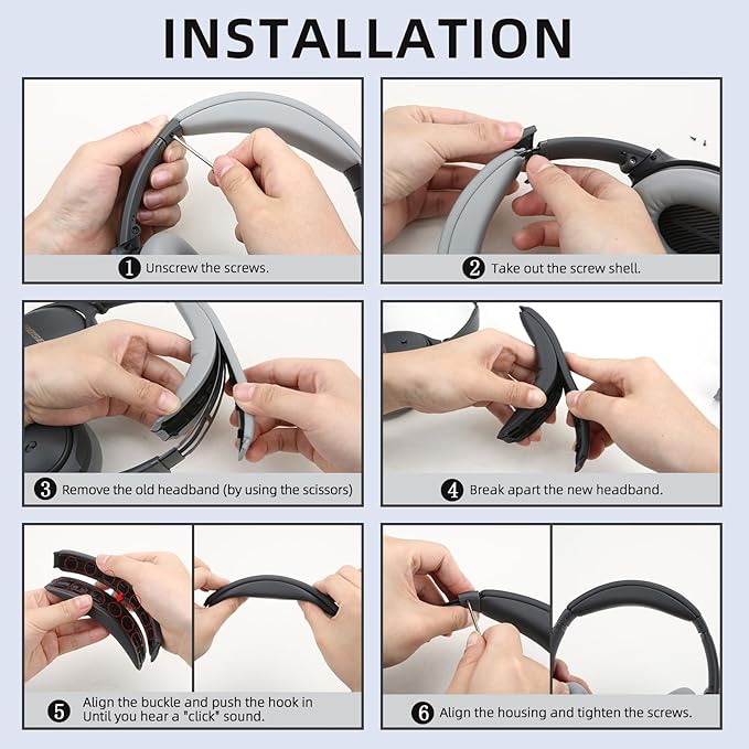 Ear Pads Replacement Headband Cushion Foam for Bose QuietComfort 35 45 (QC35 QC45) Headphones Accessories Easy to Install (Dark Blue)