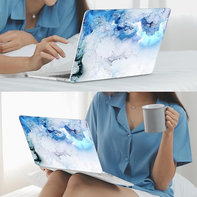 Mektron for MacBook Air 13 Case A1466/A1369 (2010-2017 Release), Snap-on Plastic Hard Shell Cover for MacBook Air 13.3 inch with Keyboard Cover,Cloud & Lightning