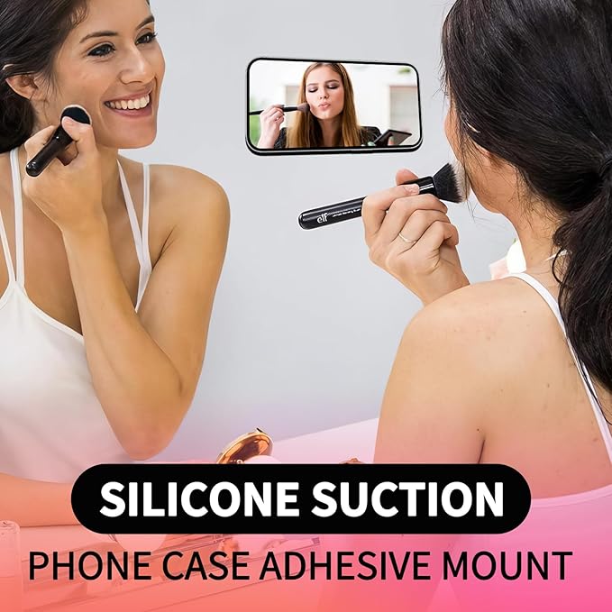 ZYCCER Double Sided Silicone Suction Phone Holder Mount,Compatible with iPhone and Android Cases Hands-Free Mirror Shower Phone Mount Strong Grip Holder (Black, Single Sided 1PCS)
