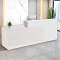 Reception Desk with Counter Modern Checkout Counter with Lockable Drawer Keyboard Tray Receptionist Desk for Office Salon Reception Table R Left 59inch/150cm