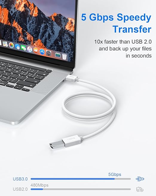 VCZHS Tech USB Extension Cable White 3.3ft, USB 3.0 Extender for High-Speed Data Transfer & Fast Charging, Durable & Flexible for Mouse, Keyboard, Printer, Flash Drive, Webcam, and More