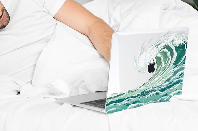 Batianda Case for MacBook Air 13 Inch M1 2020 2019 2018 Release Model A2337 A2179 A1932 with Retina & Touch ID,Pattern Clear Hard Case Shell Cover with Keyboard Cover & Screen Protector,Wave