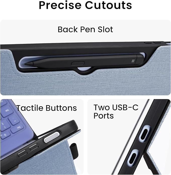 Omnpak Case for Microsoft Surface Pro 12" 2025, Lightweight Protective, Multiple Angle Viewing, Stylus Holder, Compatible with Type Cover Keyboard