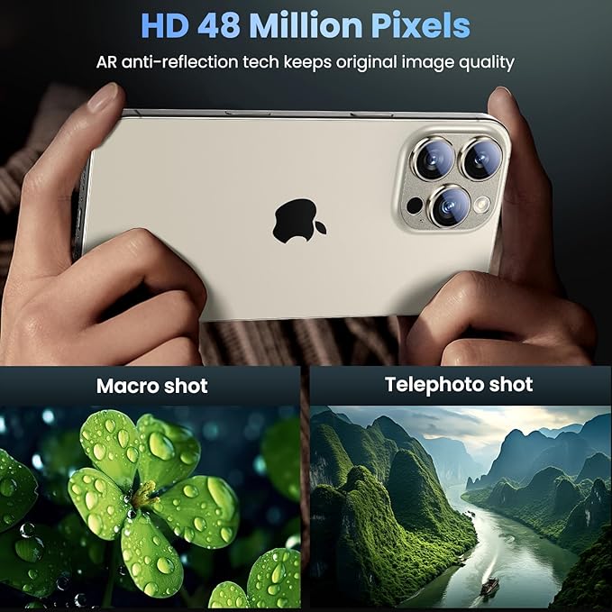 Uyiton Compatible with iPhone 16 Pro/iPhone 16 Pro Max Camera Lens Protector - [Not Easy to Break][Strong Adsorption][Case-Friendly] Metal Tempered Glass Rear Camera Screen Cover - Natural, 2 Pack