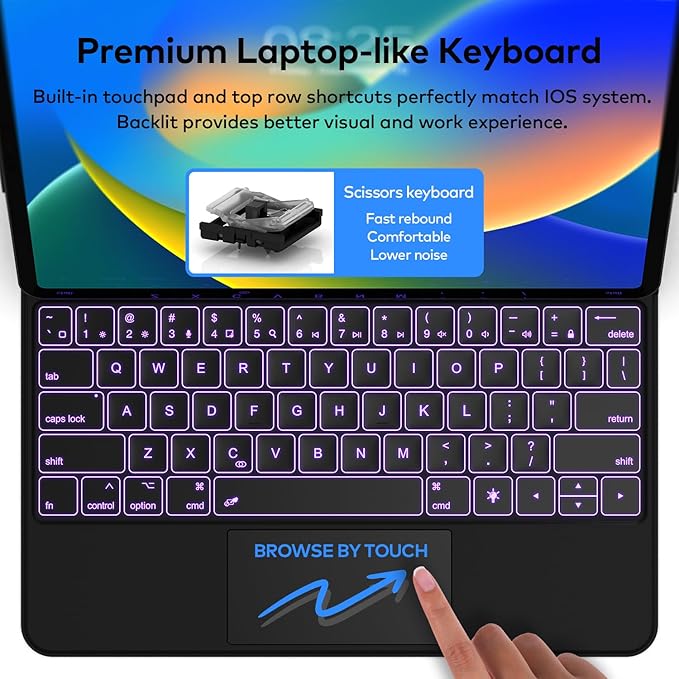 Keyboard Case for iPad Air 11-inch (M3 2025 / M2 2024) & iPad Pro 11 inch(1st/2nd/3rd/4th Generation) – Magic-Style Magnetic Keyboard Case with Multi-Touch Trackpad for 10.9” iPad Air 4th/5th Gen.