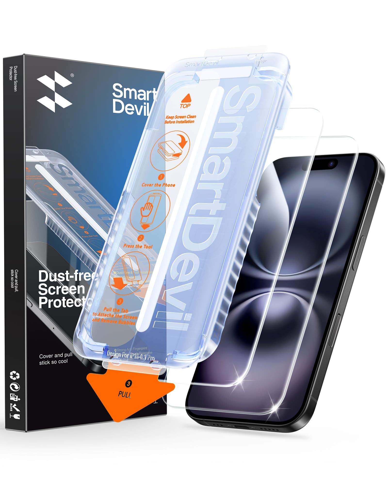 SMARTDEVIL 2 Pack for iPhone 16 Plus/iPhone 15 Plus Screen Protector