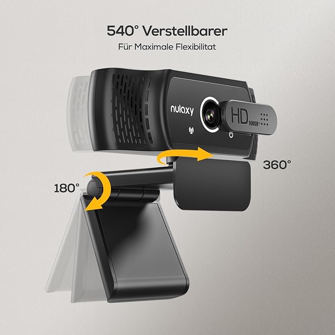 Nulaxy USB Webcam with Microphone, HD 1080p Webcam with Privacy Cover for Laptop PC Desktop, HD Light Correction, Web Camera for Video Calling, Online Classes, Skype, Zoom, FaceTime, Smart TV