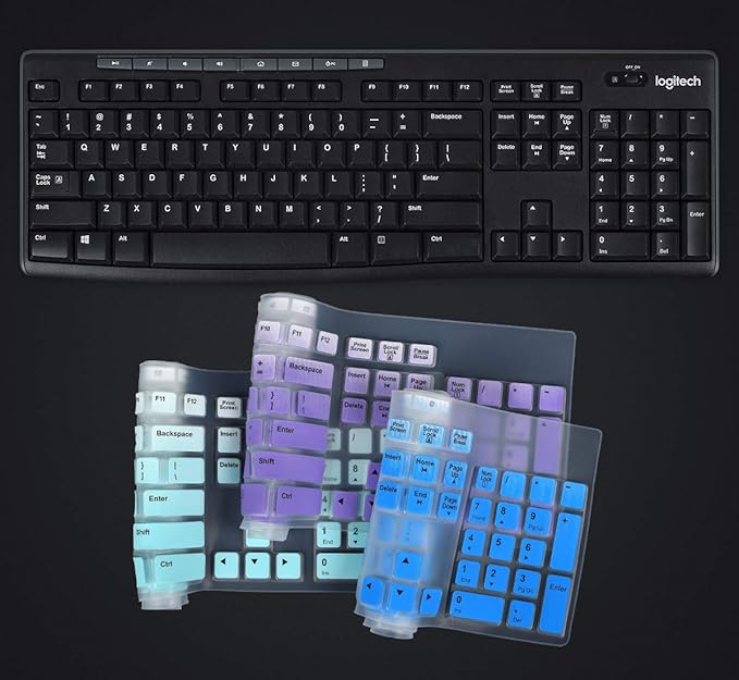 Keyboard Cover for Logitech MK295 MK370 MK270 K270 MK260 Keyboard, MK370 MK295 MK270 MK200 Keyboard Cover Skin Protector - Gradual Blue