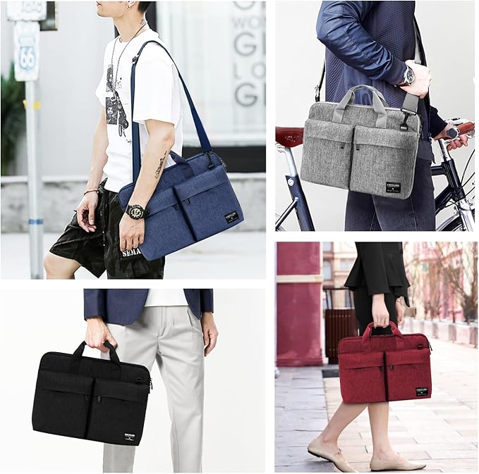 KINGSLONG Slim 17.3 inch Laptop Bag Sleeve Carrying Case with Shoulder Strap, Notebook Ultrabooks Computer Handbag Cover for Men Women Fit for Acer Asus Lenovo HP Toshiba Grey