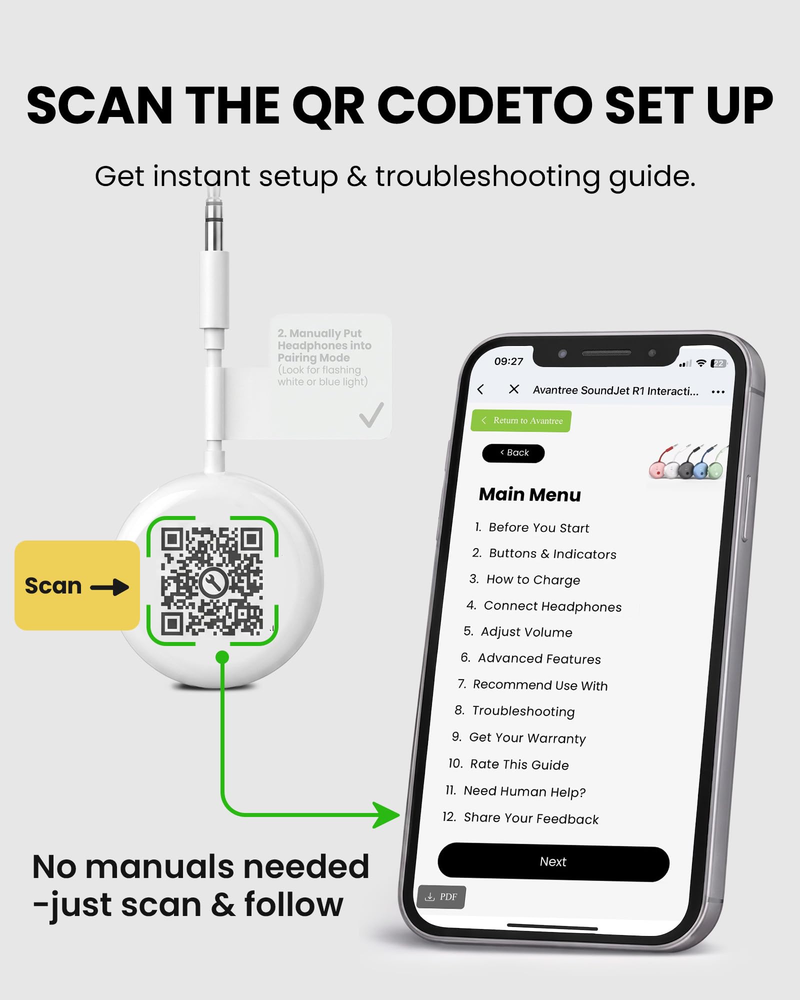 Avantree SoundJet R1-25Hr Airplane Bluetooth Adapter for All AirPods