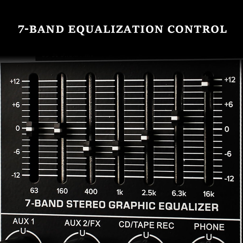 MICNAUX Audio Mixer 6 Channel Professional Mixer Console with 320 DSP Effects, 7-band EQ Sound Mixing Board Digital DJ Mixer w/USB Bluetooth MP3 for Recording, Independent 48V Power & Mute Button
